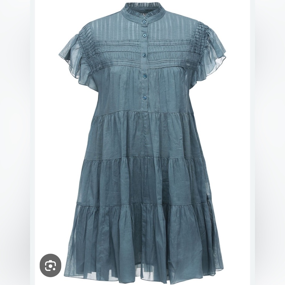 Isabel Marant Blue Mini Dress with Ruffles